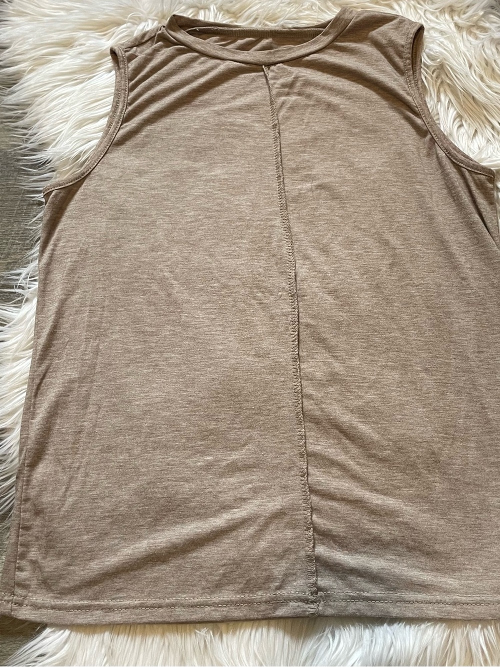 SHEIN Taupe Center Seam Sleeveless Tank